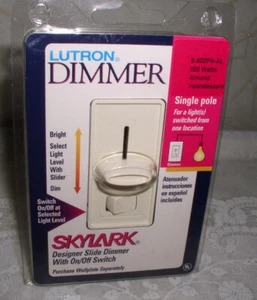 NEW Lutron Dimmer S-600PH-AL Almond Single Pole On Off Slide Dimmer Open Box - Picture 1 of 3