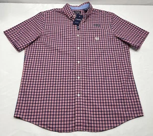 Chaps Shirt Mens XL Pink Blue Check Plaid Easy Care Shirt Sleeve $50 MSRP - NWT - Picture 1 of 8