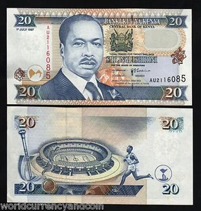 KENYA 20 SHILLING P35 1997 X 100 Pcs Lot BUNDLE OLYMPIC UNC MONEY BILL BANK NOTE - Picture 1 of 1