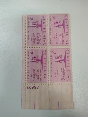 US Stamp Scott #1089, American Institute Of Architect, 3c,  Plate Block,  MNH OG - Image 1 of 2