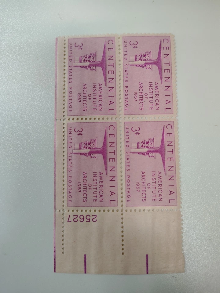 US Stamp Scott #1089, American Institute Of Architect, 3c,  Plate Block,  MNH OG - Image 1 of 2