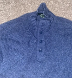 Orvis Charles F Orvis Signature Sweater XXL Wool Cashmere Blend Turtle Neck Blue - Picture 1 of 10