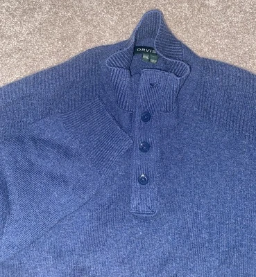 Orvis Charles F Orvis Signature Sweater XXL Wool Cashmere Blend Turtle Neck Blue - Image 1 of 4