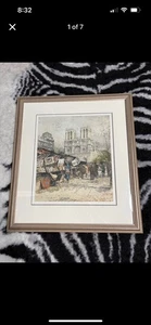 1930 Luigi Kasimir Color Etching Print Signed Framed Notre Dame - Picture 1 of 7