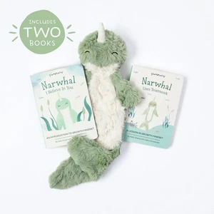Slumberkins Narwhal Snuggler & 2 Board Books Complete Set Bundle - Foto 1 di 3