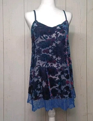 Logo Lujoso Capricho Hada Grunge Terciopelo Burnout Iridiscente Floral Cami Tanque S Foto 1 de 4