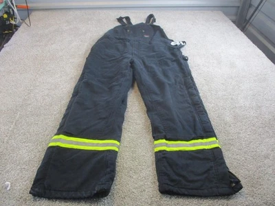 Rasco FR Flame Resistant Bib Overalls Mens Black Duck Reflective Stripes Work - Image 1 of 4