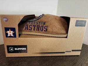 New Houston Astros Foco Mens Slippers X-Large 13-14 Slip On Baseball Faux Suede - Picture 1 of 5