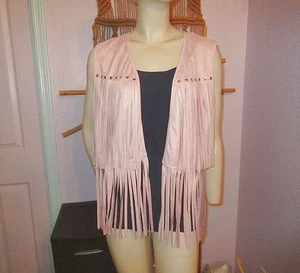 Western Fransen Weste Gr. L Wildlederimitat Nieten Hippie Boho Cowgirl Festival Lagenlook - Bild 1 von 12