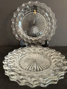Fostoria American Clear Cube Motif Dinner Plates 9 1/2" Set of 4 Glass - Picture 1 of 9