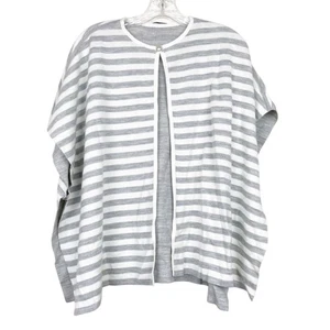 St. John Gray White Wool Blend Striped Reversible Cape Sz S - Picture 1 of 10