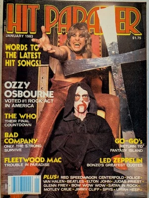 Hit Parader Magazine January 1983 Ozzy, Who, Led Zeppelin, Bad Company, Go-Go's  - Image 1 of 4