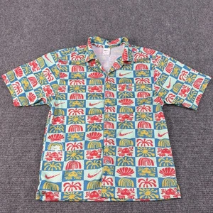 Camisa Nike Para Hombre Mediana Multicolor Malla Hawaiana Estampado Tropical Golf Abotonada - Imagen 1 de 10