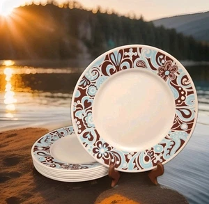 8 Plato de Cena Corelle Carousel Vitrelle 2 Marrón y Azul 10 3/4" 30% Más Grueso - Imagen 1 de 7