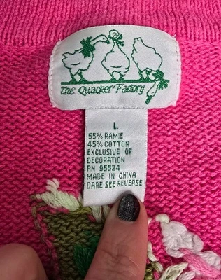 The Quaker Factory Women's Cardigan Size Large Pink Embroidered Floral Button Up - Image 1 of 4
