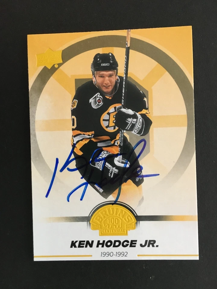 KEN HODGE JR. #80 AUTOGRAPHED 2023/24  U.D. BRUINS YELLOW CENTENNIAL CARD - Image 1 of 3