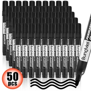 Permanent Marker Set 50 Stk Schwarz, Wasserdicht, Schnell Trocknend für Schule - Bild 1 von 7