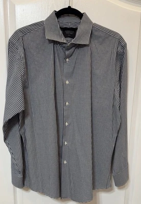 Camisa social masculina nordstrom acabamento fit xadrez preto e branco 16 1/2+ 32-33  - Imagem 1 de 4