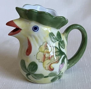 Andrea by Sadek Mini 3” Chicken Rooster Green Yellow Creamer (orig. tag) - Picture 1 of 8