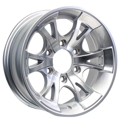 eCustomrim Aluminum Trailer Wheel 15X6 15 Inch A1411 Silver 6 Lug On 5.5" Rim - Bild 1 von 4