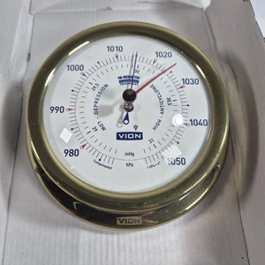 Barómetro VION Series A100 Hi-sensible barco marino 125 mm chapado en oro - Imagen 1 de 7