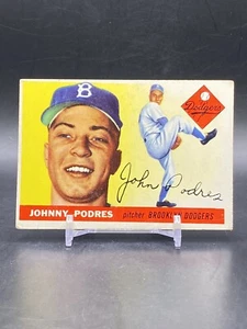 Tarjeta coleccionable de béisbol 1955 Topps #25 Johnny Podres Brooklyn Dodgers vintage - Imagen 1 de 2