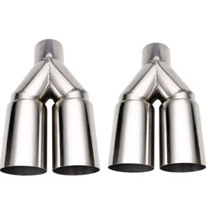 2 PIEZAS 2.5'' ID 3'' OD Universal Soldadura Doble Escape Silenciador Puntas Rectas 255mm - Imagen 1 de 8