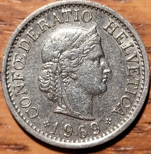 1969 Switzerland 10 Rappen Coin   N73 - Picture 1 of 2