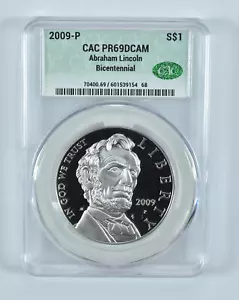 2009-P Abraham Lincoln Commemorative Silver Dollar PR69 DCAM CAC - Picture 1 of 5