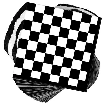 80 piezas servilletas desechables a cuadros con bandera blanca y negra para coche de carreras temática fiesta Foto 1 de 4