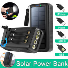 Solar Battery Power Bank 30000mAh Backup Pack Portable Hand Rotation Charging