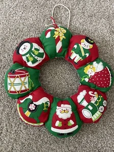 Vintage Felt Christmas Wreath Handcrafted Snowman Santa Angel - Picture 1 of 7