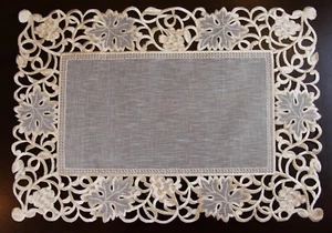 Organza Fabric Embroidered Cutwork Placemat Table Mat Runner Wedding Party Event - Picture 1 of 10