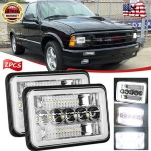 2PCS 4x6 LED Headlights Hi Lo DRL Beam for Chevy S10 Blazer 1994 1995 1996 1997 - Picture 1 of 11