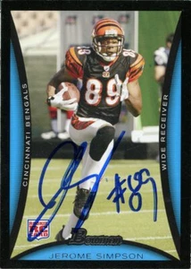 2000 Bowman JEROME SIMPSON Signed Card autograph auto BENGALS COASTAL CAROLINA - Picture 1 of 1