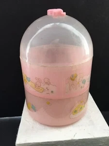 Vintage Sanrio kleine Zwillingssterne rosa Kunststoff 2 Schichten Kuppel Schmuckschatulle - Bild 1 von 11