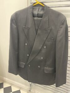 Men’s Burtons Grey Double Breasted Suit 42” Chest Waist 34”L