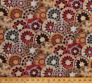 Cotton Southwestern Woven-Look Wedding Baskets Tucson Fabric Print BTY D471.56