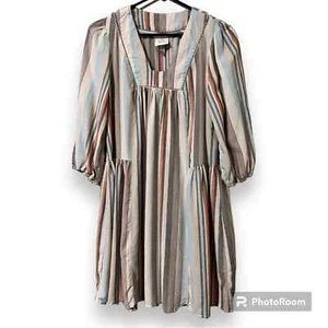 Pull KNOX ROSE taille XS robe col carré rayé 3/4 manches décontracté sensation boho - Photo 1/9