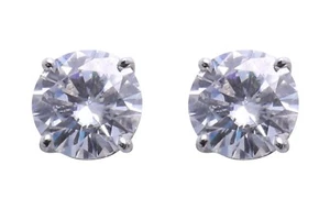 Pendientes redondos de moissanita de cuatro clavijas de oro blanco Forever Brilliant 2,00CTW - Imagen 1 de 1