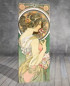 Alphonse Mucha Primrose Nouveau CANVAS PAINTING PRINT WOMEN ART  1464 - Picture 1 of 8