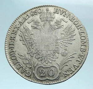 1830 AUSTRIA w Emperor Franz II Genuine Silver 20 Kreuzer Austrian Coin i78301 - Picture 1 of 3