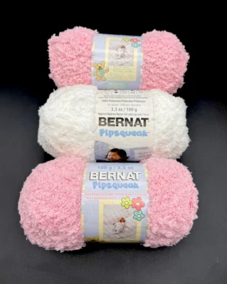 HILO BERNAT PIPSQUEAK 2 madejas cosquillas rosa y 1 madeja blanco lote ~ 3 NUEVO Foto 1 de 4