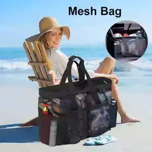 Borsa da spiaggia in rete super grande borsa da spiaggia per famiglia donna rete borse resistenti - Foto 1 di 6