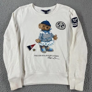 Polo Ralph Lauren Polo Bear Sweater Youth Girls Large (12-14) White Cotton *Read - Picture 1 of 15