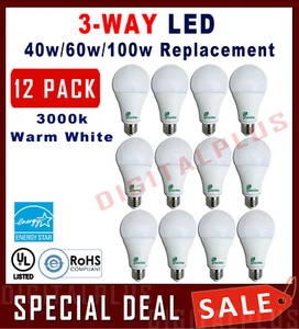 3-way LED Light Bulbs Warm White 3000k 40w 60w 100w Replacement 4/8/14W E26 Base - Picture 1 of 2