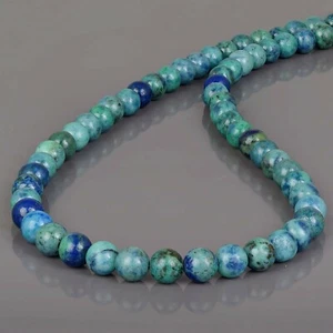 Artigianale 6mm Naturale Malachite Azurite Perline Rotonde Catena Collana 45.7cm - Foto 1 di 5