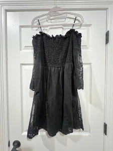 NWT She + Sky 2/4 Bell Sleeve Mesh Lace Off Shoulder Dress Size M - Picture 1 of 18