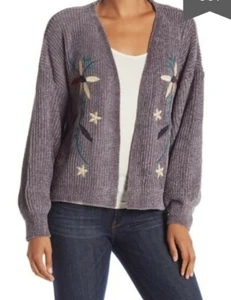 Cárdigan Simply Couture Bordado Frente Abierto Gris Talla XL - Imagen 1 de 9