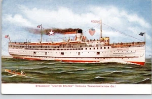 SHIP POSTCARD Steamship "United States (Indiana Transportation Co. - Picture 1 of 2